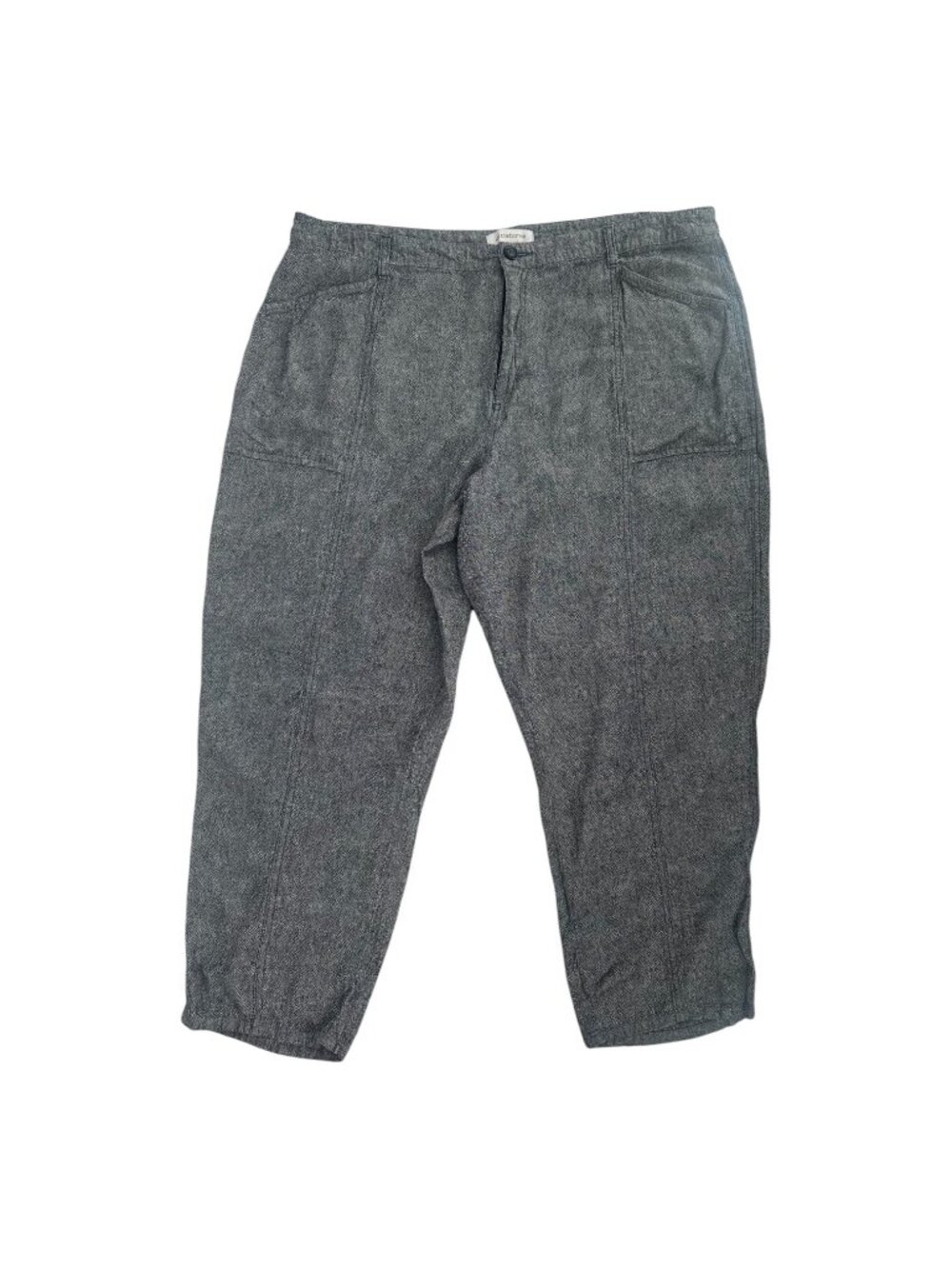 Liz Claiborne Plus Size 18 Blue Herringbone Linen Blend Capri Utility Pants